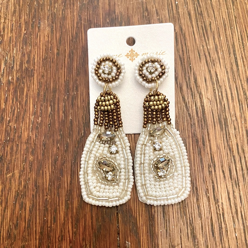 New champagne beaded earrings
